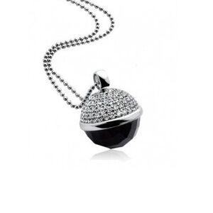 NWT ZINZI Ball Pendant, 925 Silver, Black Crystal, White Zirconia